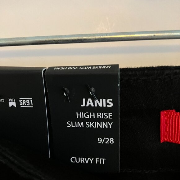 Smoke Rise Red Janis High Rise Slim Skinny Black Curvy Fit Jeans Size 9/28 NWT - Picture 7 of 13